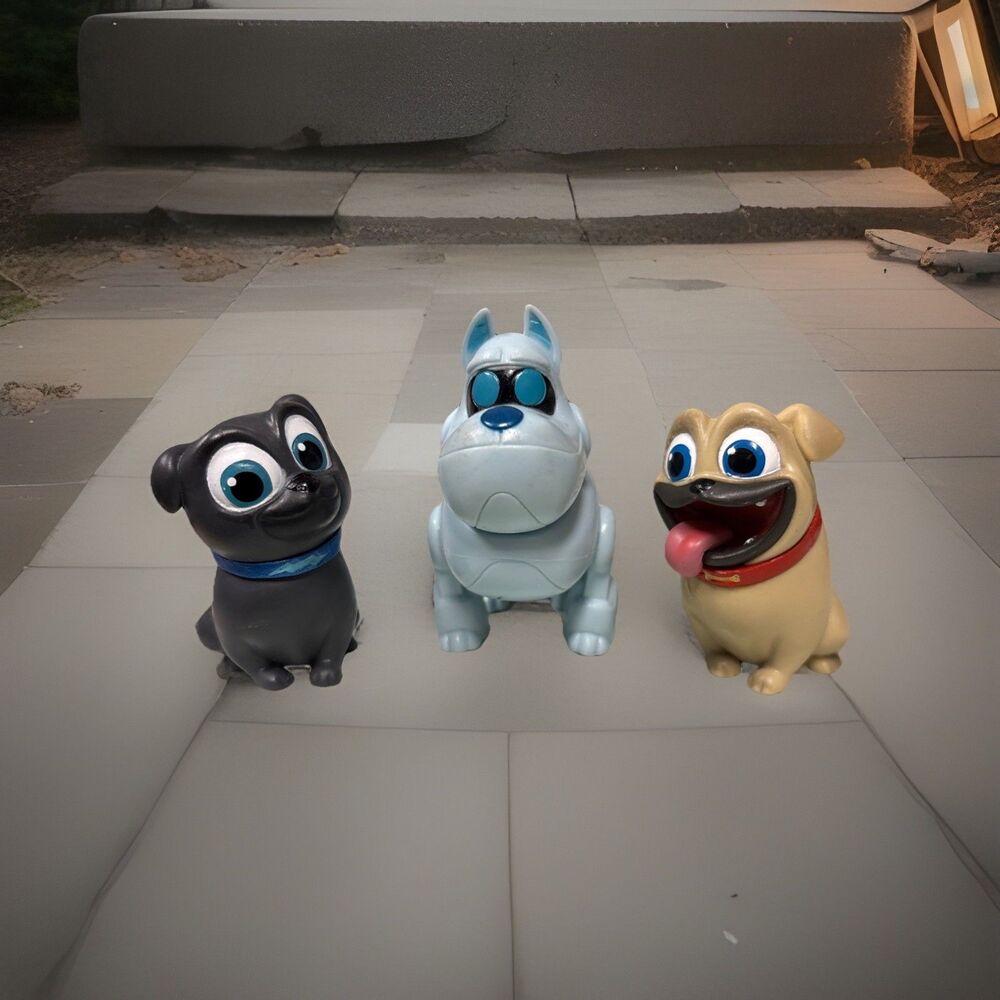 Disney Junior Puppy Dog Pals A.R.F, Rolly, Bingo Set of 3 Figures 1.5"-2" Tall